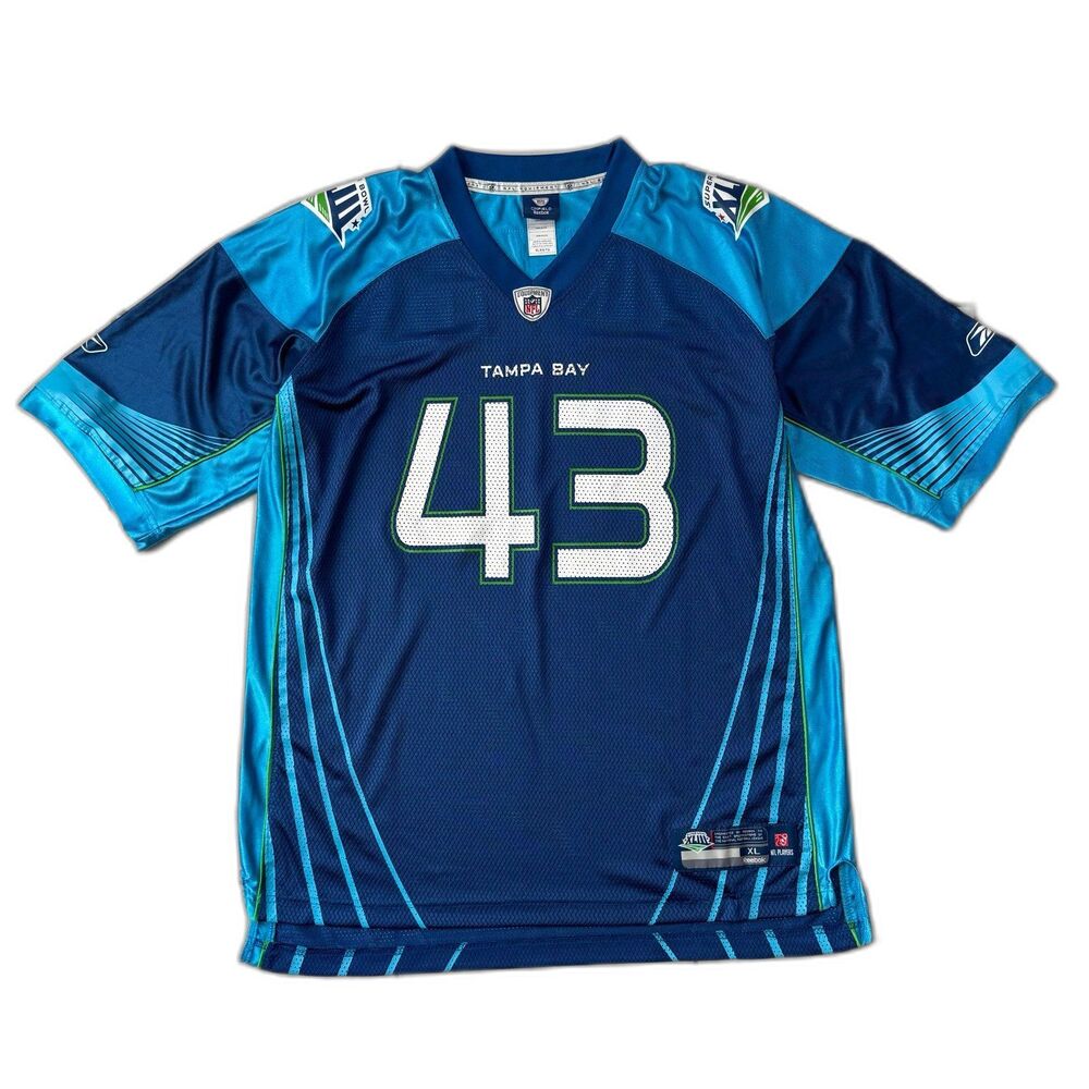 Super Bowl 43 XLIII Tampa Bay NFL Football Reebok On Field #43 Jersey Size XL